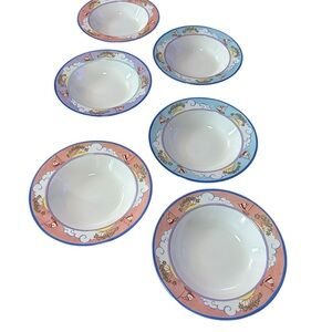 9” Nautical Compass Trim Soup Salad Bowls by Marcia Ray for Magnolia  Set Of 6